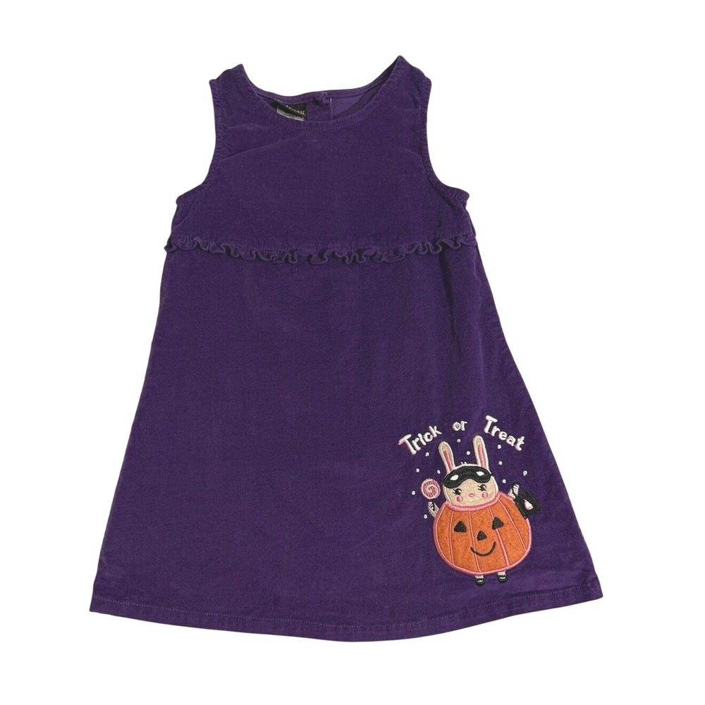 Holiday Editions‎ Girls Purple Corduroy Pumpkin Bunny Halloween Dress Size 4T